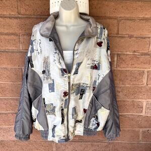 Vintage 90s Westport Ltd Shimmery Taupe Nylon Windbreaker Jacket Womens L